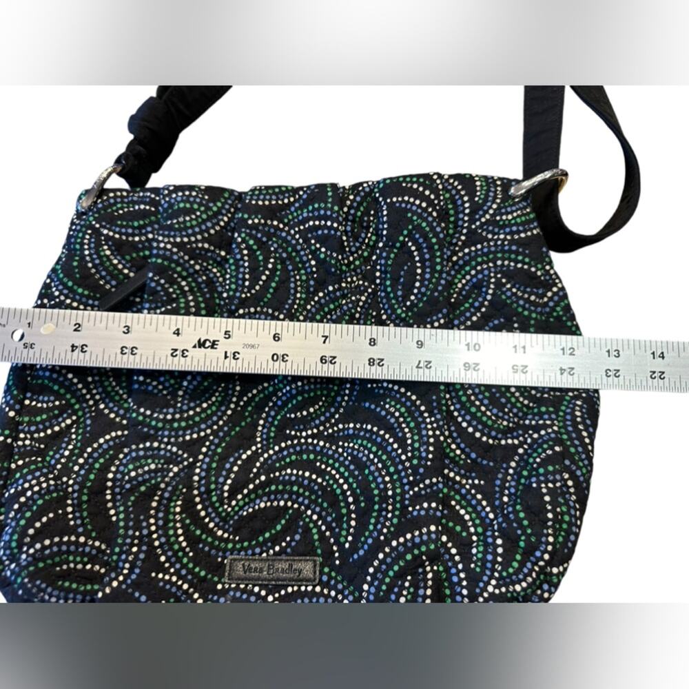 Vera Bradley Hadley Crossbody Bag with Kiev Swirls Black/Green Adjustable Strap - Picture 7 of 9